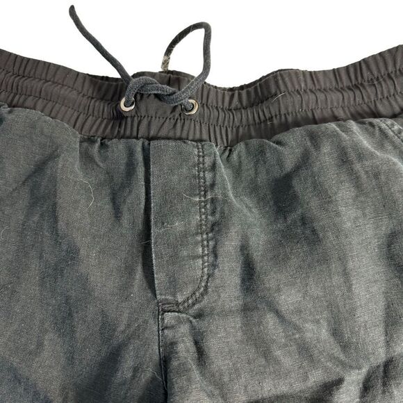 Athleta Black Distressed Linen Drawstring Waist Shorts Sz 4 - Picture 4 of 8